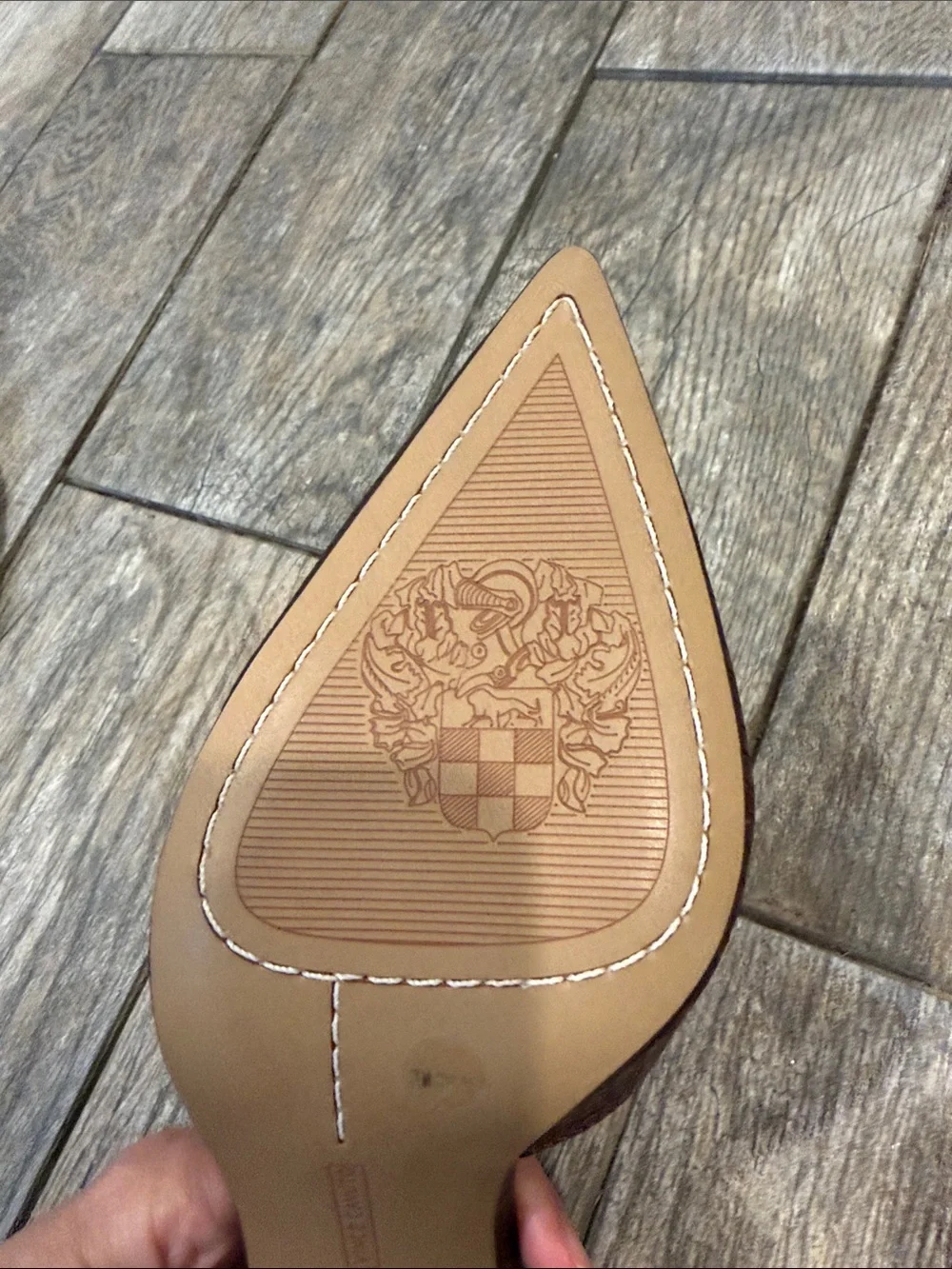Vince Camuto sindree Chocolate Brown Textured Slingback Block Heels size 7